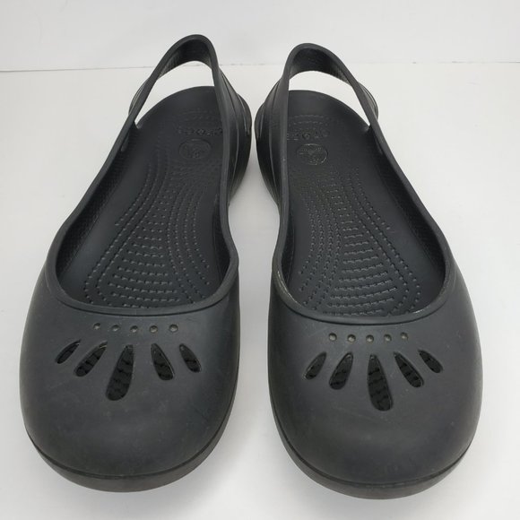 Crocs Thea Slingback Sandals Womens Size 8 Black Ballet Flats 11701 - Picture 3 of 9